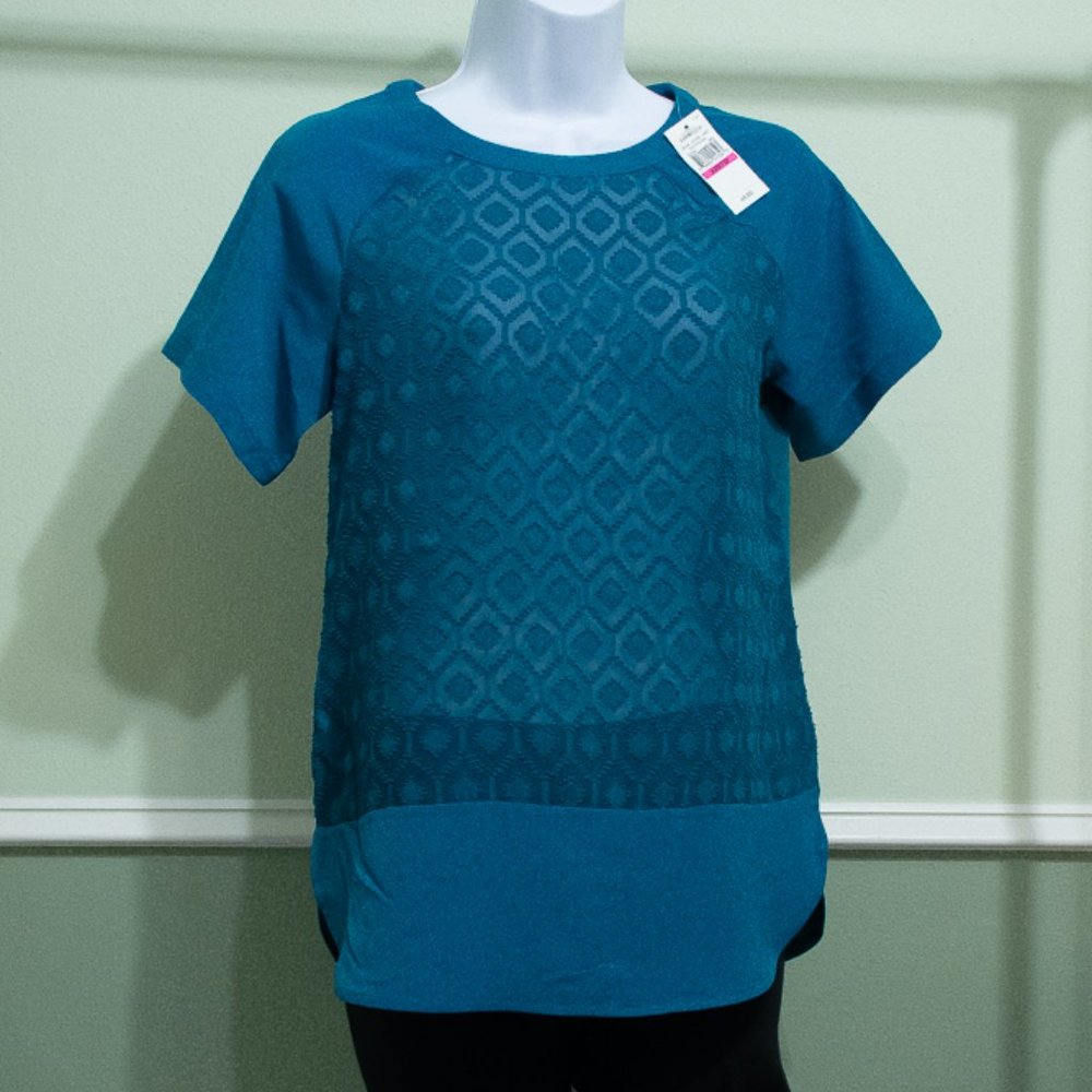 XXS Van Heusen blouse with sheer embroidered front